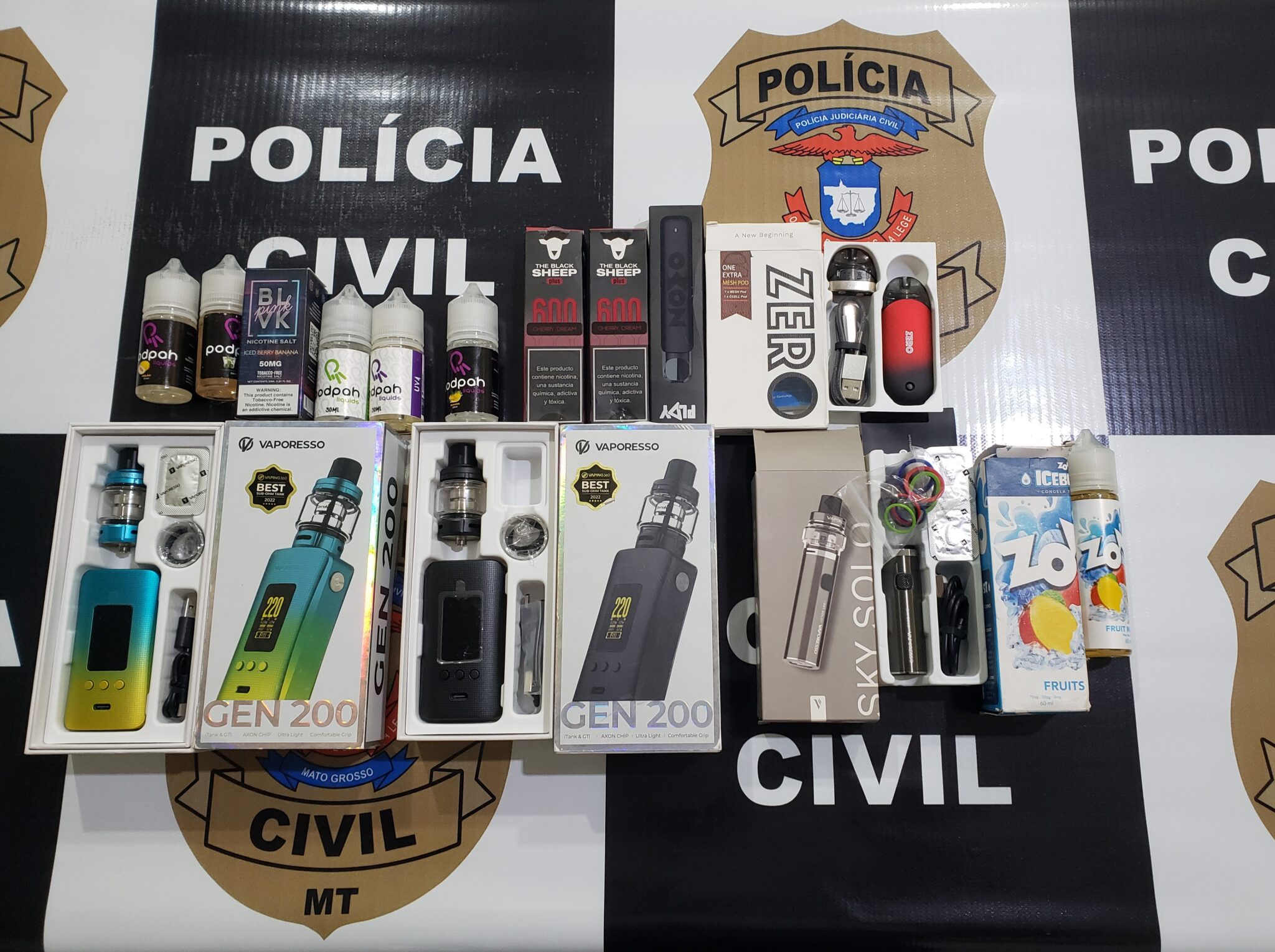 Polícia Civil e Vigilância Sanitária Municipal apreendem cigarros eletrônicos em loja de Cuiabá