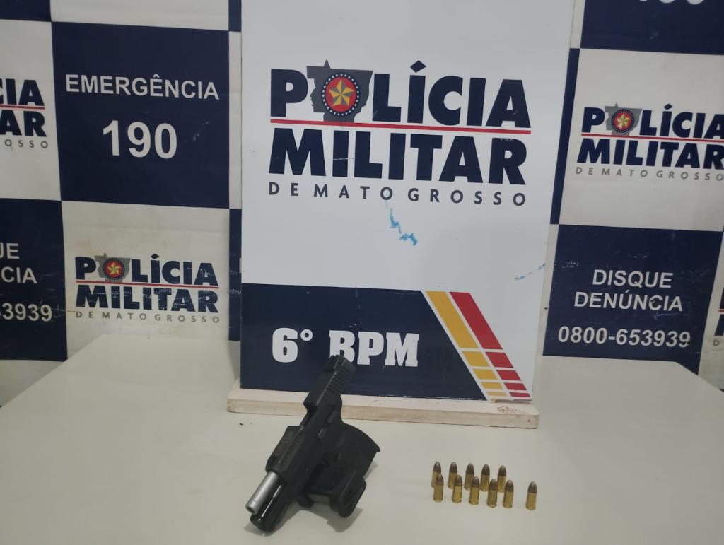 Polícia Militar prende homem com pistola e 11 munições em Cáceres -