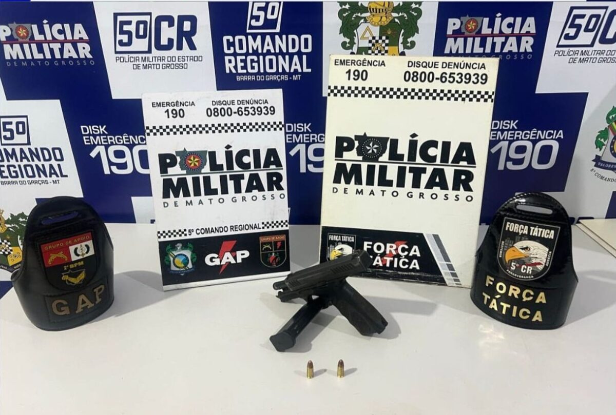 Arma furtada é recuperada pela PM na via de acesso à Voadeira, em Barra do Garças