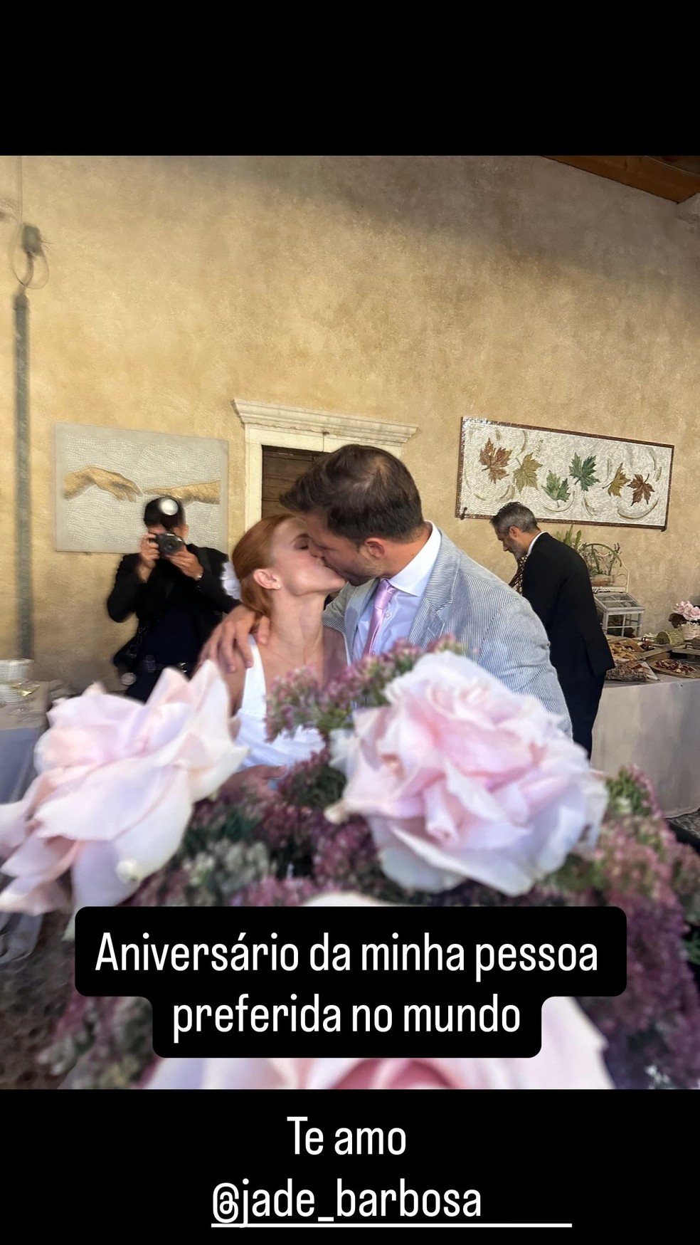 Leandro Fontanesi parabeniza Jade Barbosa pelos 34 anos — Foto: Reprodução/Instagram