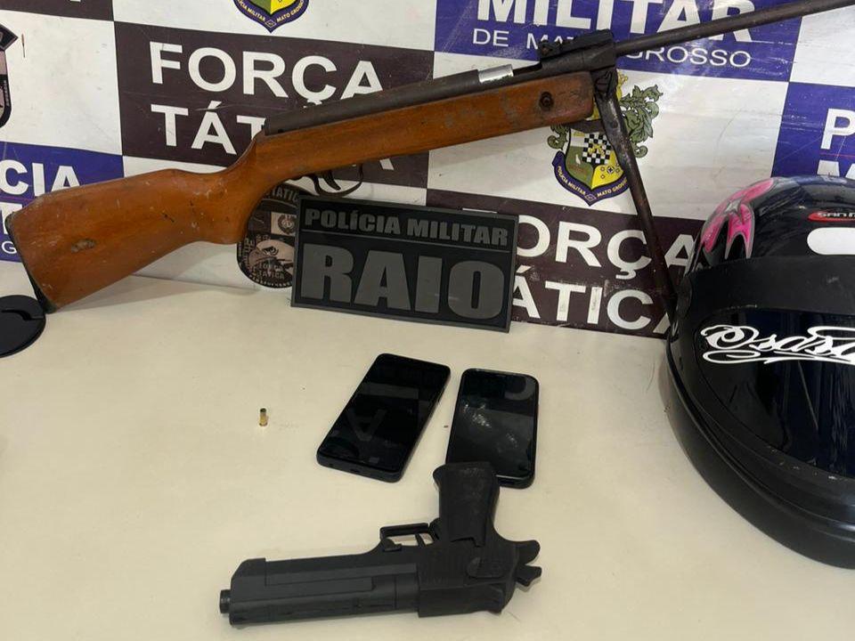 Suspeitos por diversos roubos são presos pela Polícia Militar em Rondonópolis -