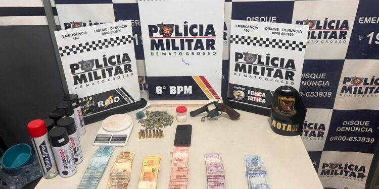 Polícia Militar conduz seis faccionados e apreende drogas e arma de fogo em Cáceres -
