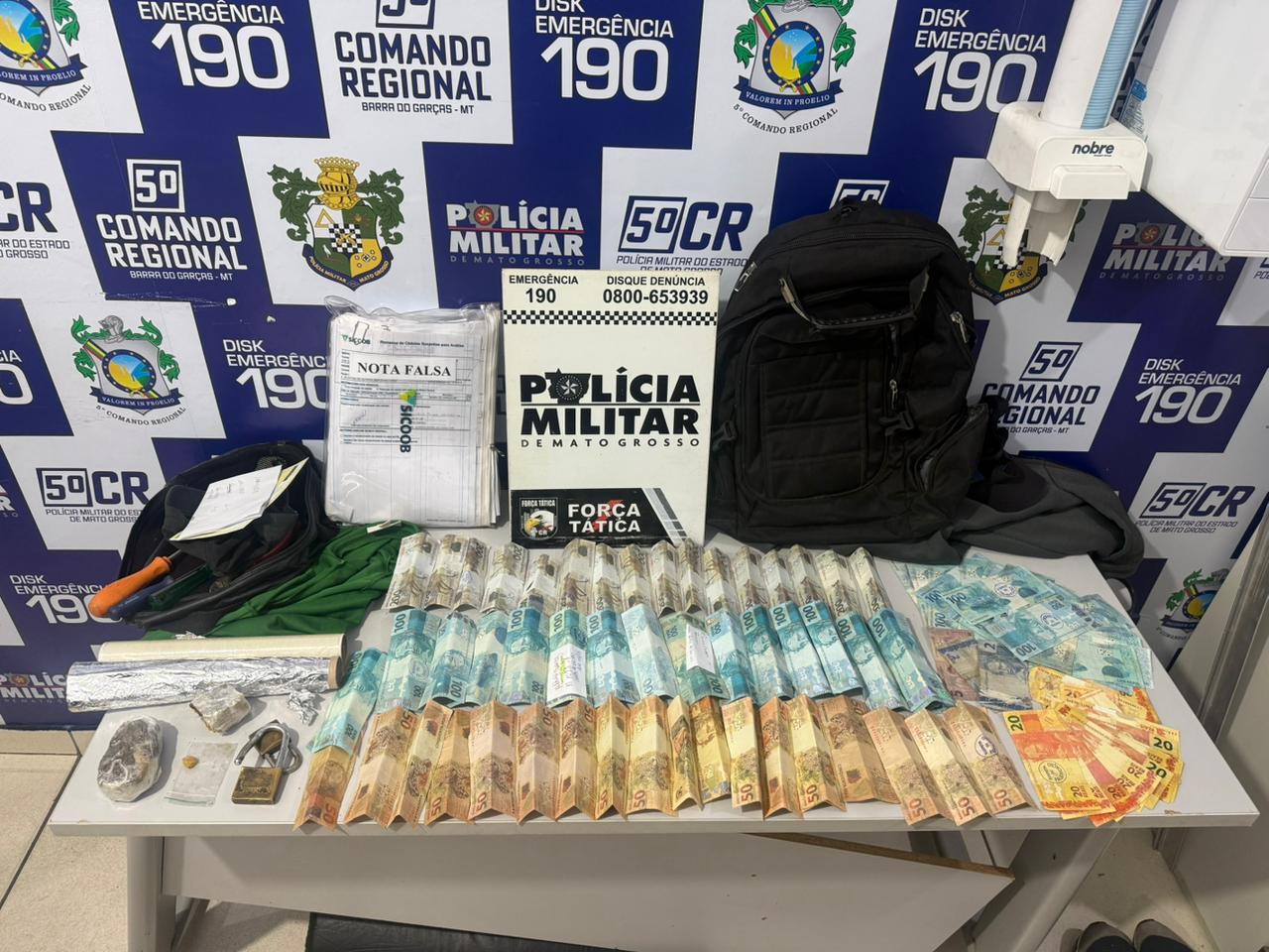 Homem suspeito de envolvimento em furto na agência do Sicoob é preso com R$ 11 mil reais em Barra do Garças
