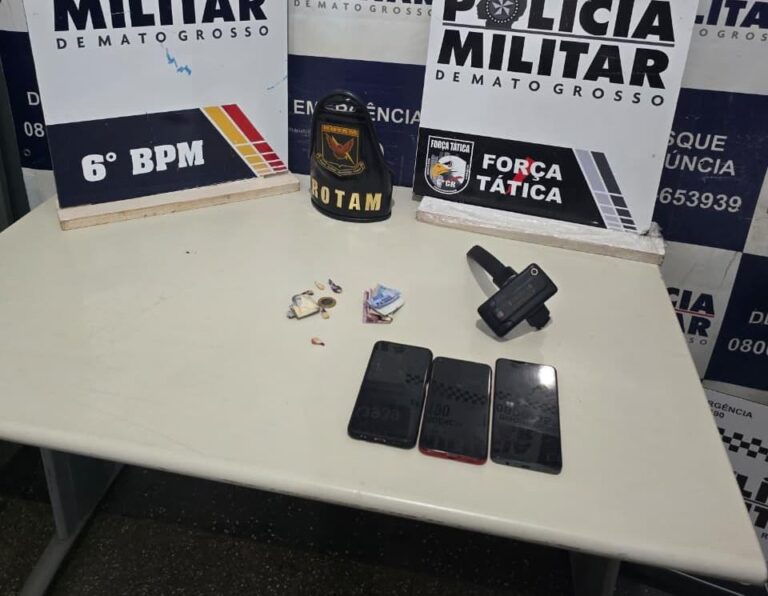 Trio é preso pela Polícia Militar após denúncia de tentativa de homicídio em Cáceres -
