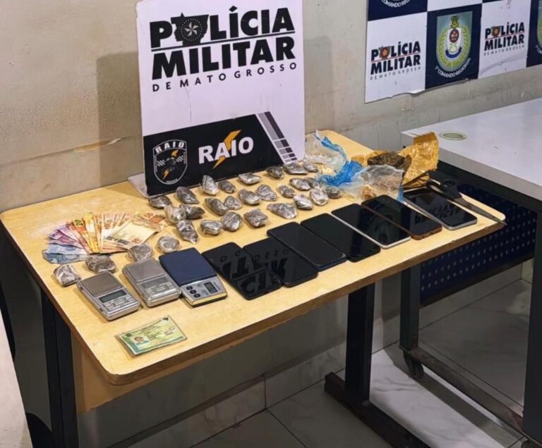Companhia Raio apreende porções de maconha, cocaína e prende suspeito em flagrante por tráfico -