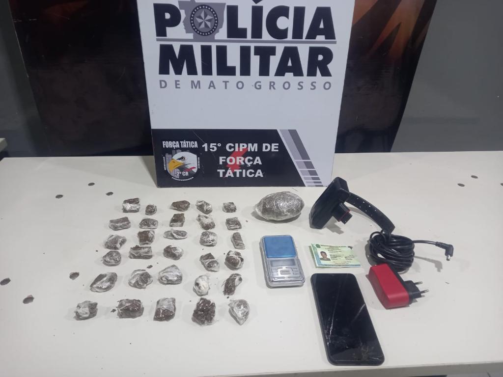 Suspeito de danificar tornozeleira eletrônica é preso pela Força Tática com porções de maconha -