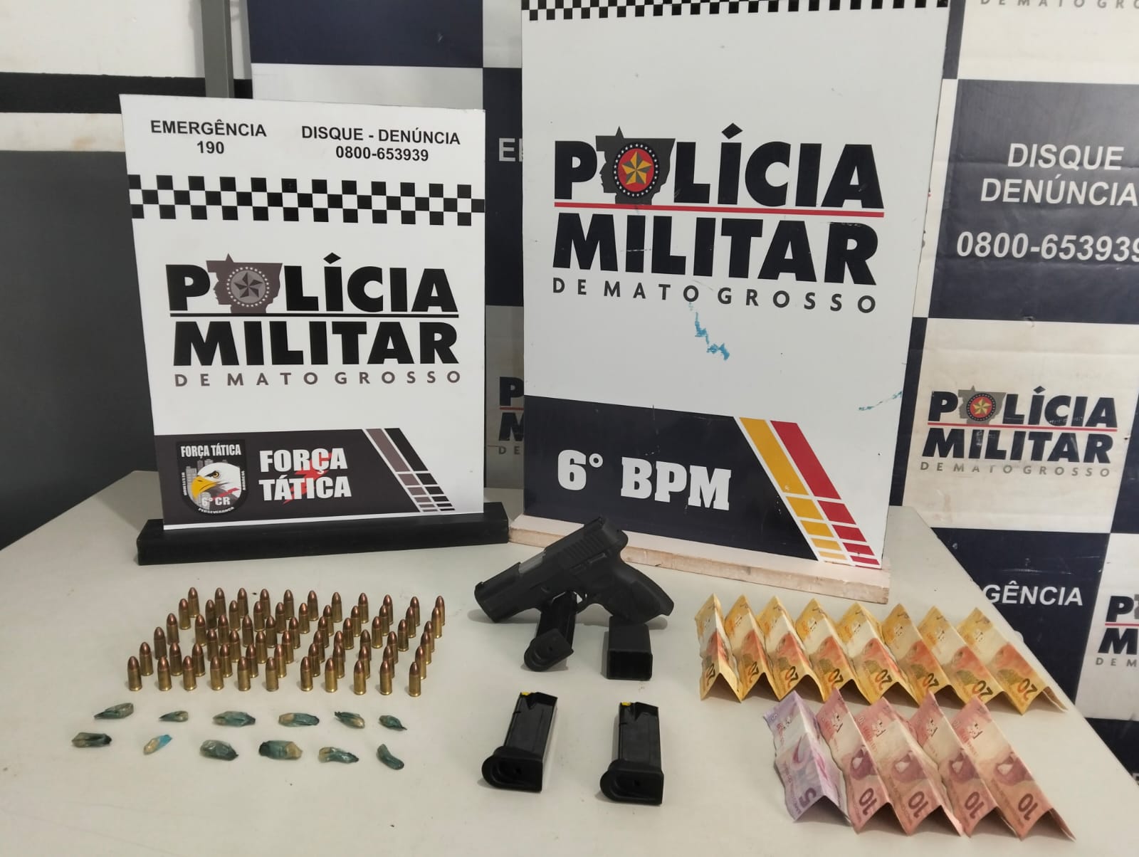 Polícia Militar conduz três faccionados e apreende pistola e 65 munições