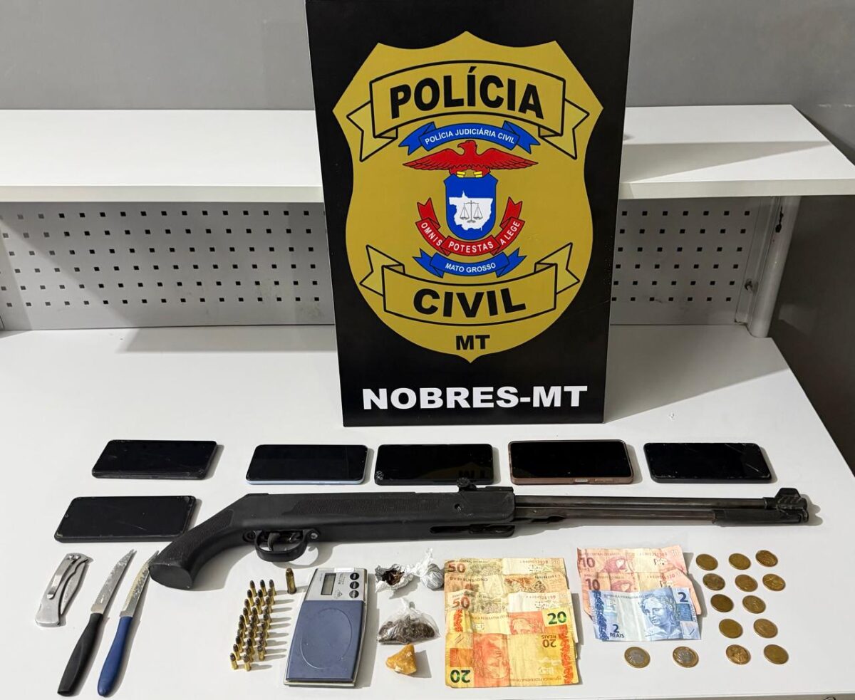 Polícia Civil prende quatro pessoas e apreende duas armas em ações em Nobres