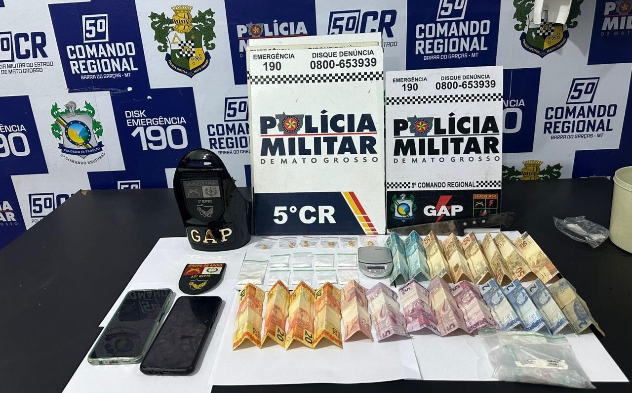 Crianças expostas ao tráfico: Polícia Militar apreende drogas e conduz suspeitos em Barra do Garças