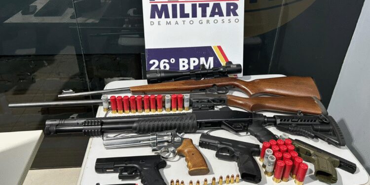 Apreensões de armas de fogo pela Polícia Militar crescem 78% em 2026 em Mato Grosso