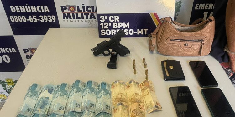 PM prende três faccionados por sequestro, apreende pistola e R$1,4 mil